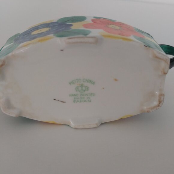 RARE * VTG Handled Hand Painted Trinket Dish Sugar Server Japan Meito Fine China - Picture 5 of 5